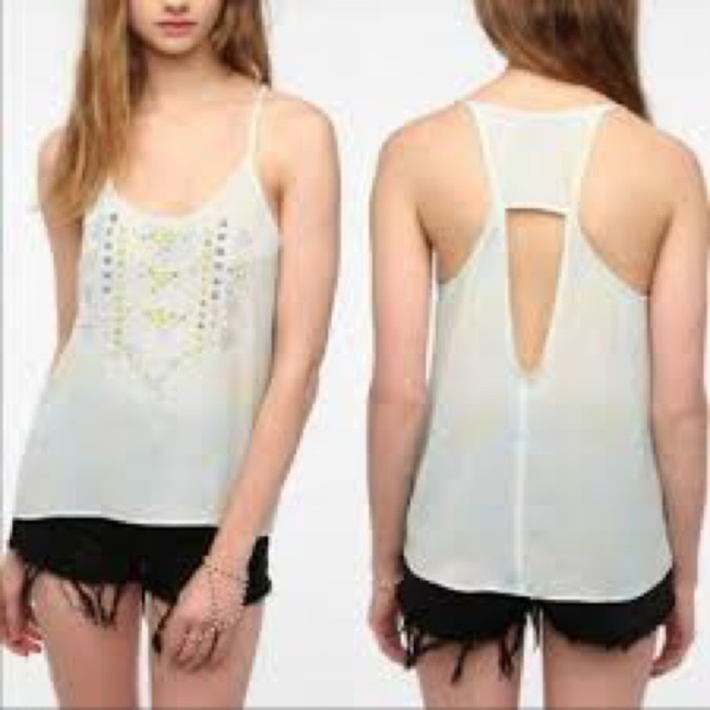 Urban Outfitters silence + noise Tie Dye Pastel Studded Tank Top Blue Pink White